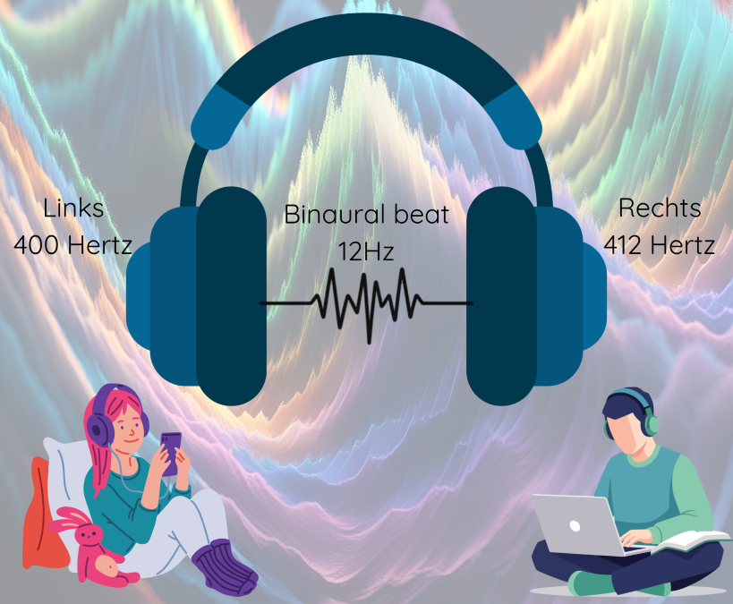 Binaural beat 12 Hz tussen de oren van een koptelefoon
